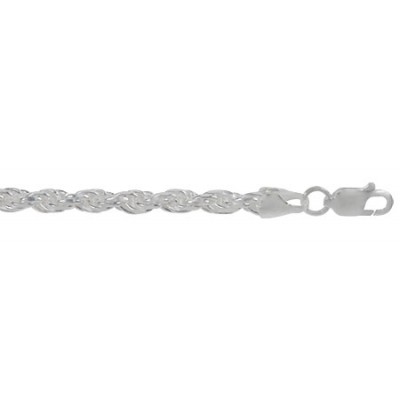4mm Twisted Rope Chain, 7" - 30" Length, Sterling Silver